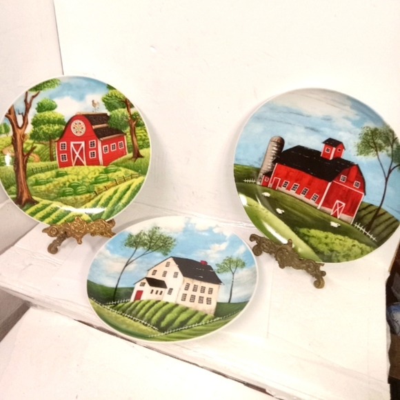 3-Vintage Sakura Brandon Plates House, Barns Country Life Warren Kimble - Picture 1 of 6